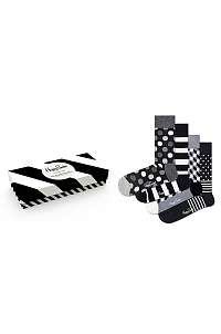 Happy Socks - Ponožky Classic Black & White (4-pak)