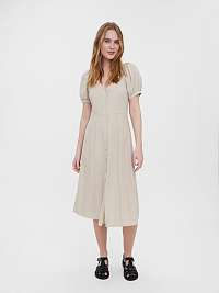 Béžové košeľové midi šaty VERO MODA Jesmilo