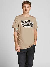 Béžové tričko s potlačou Jack & Jones