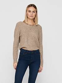 Béžový sveter s čipkou na chrbte ONLY
