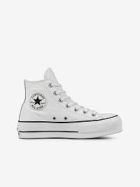 Biele dámske kožené členkové tenisky Converse