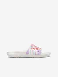 Biele dámske šľapky Crocs Tie Dye