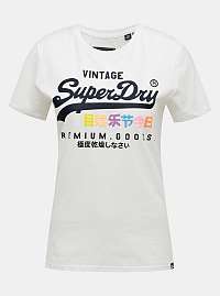 Biele dámske tričko s potlačou Superdry
