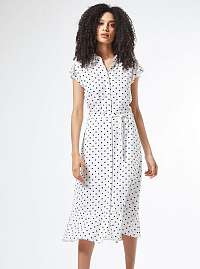 Biele košeľové bodkované šaty Dorothy Perkins