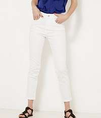 Biele skrátené slim fit nohavice CAMAIEU