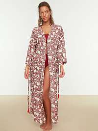 Bielo-červené vzorované kimono Trendyol