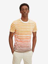 Bielo-oranžové pánske pruhované tričko Tom Tailor