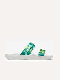 Bielo-zelené vzorované šľapky Crocs Classic