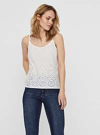 Biely top s madeirou VERO MODA Halo