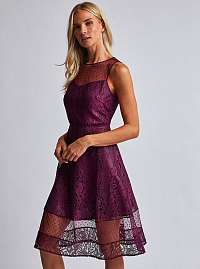 Bordové čipkované šaty Dorothy Perkins