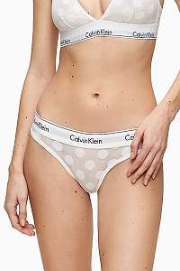 Calvin Klein biele bodkované tangá Thong