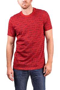 Calvin Klein červené pánske tričko S/S Crew Neck s nápismi