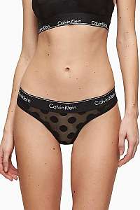 Calvin Klein čierne bodkované tangá Thong