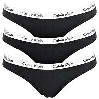 Calvin Klein čierne tangá 3 PACK Rise Trunk
