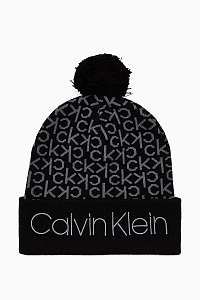 Calvin Klein čierne unisex čiapka Industrial Mono Knitted Beanie W Black s brmbolcom