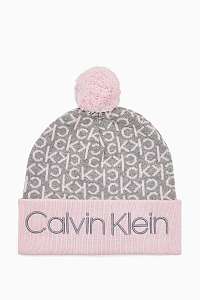 Calvin Klein púdrová čiapka Industrial Mono Knitted Beanie W Ta Clear Pink s brmbolcom