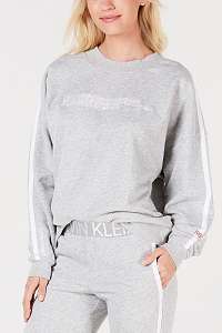 Calvin Klein sivá mikina L/S Sweatshirt s prúžkom