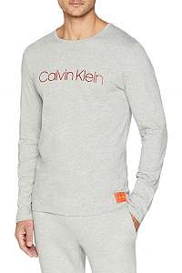 Calvin Klein sivé pánske tričko L/S Crew Neck