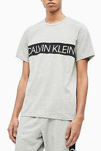 Calvin Klein sivé pánske tričko S/S Crew Neck