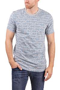 Calvin Klein sivé tričko S/S Crew Neck s nápismi