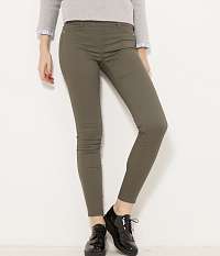 CAMAIEU khaki skrátené skinny fit nohavice
