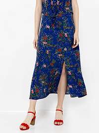 CAMAIEU modrá kvetovaná midi sukňa