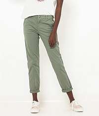 CAMAIEU zelené skrátené straight fit nohavice