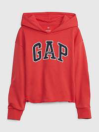 Červená dievčenská mikina s logom GAP a kapucňou