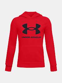 Červená mikina Under Armour RIVAL FLEECE HOODIE