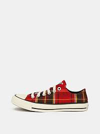 Červené dámske kockované tenisky Converse
