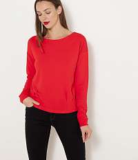 Červené dámske tričko s dlhým rukávom a zipsom CAMAIEU