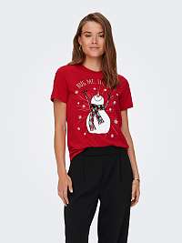 Červené dámske tričko s vianočným motívom ONLY Xmas