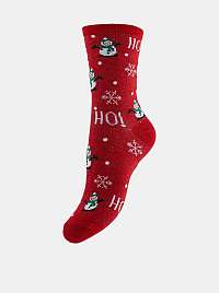 Červené ponožky s vianočným motívom Pieces