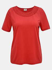 Červené tričko s čipkovaným lemom Jacqueline de Yong Finja