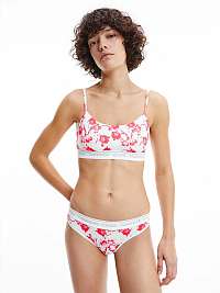 Červeno-biele kvetinové tangá Calvin Klein