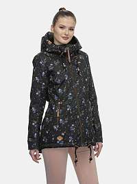 Čierna dámska kvetovaná zimná bunda Ragwear