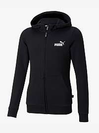 Čierna dievčenská mikina na zips s kapucňou Puma