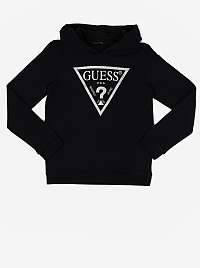 Čierna dievčenská mikina s kapucňou Guess