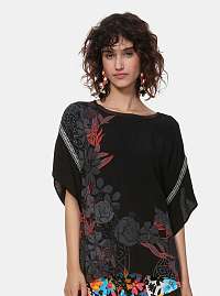 Čierna kvetovaná blúzka Desigual Donna
