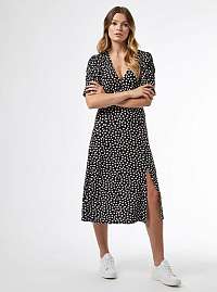Čierne bodkované midi šaty Dorothy Perkins