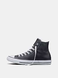Čierne dámske kožené členkové tenisky Converse