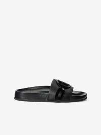 Čierne dámske kožené papuče Lauren Ralph Lauren