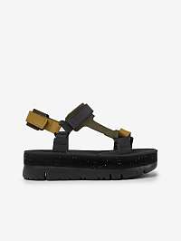Čierne dámske kožené sandále na platforme Camper
