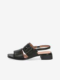 Čierne dámske kožené sandále na podpätku Caprice