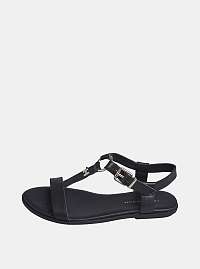 Čierne dámske kožené sandále Tommy Hilfiger