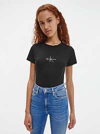 Čierne dámske tričko s potlačou Calvin Klein