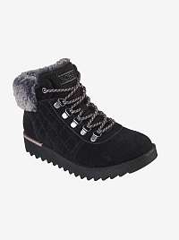 Čierne dámske zimné topánky Skechers zo semišu