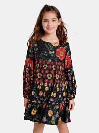 Čierne dievčenské kvetované šaty Desigual Alejandrita