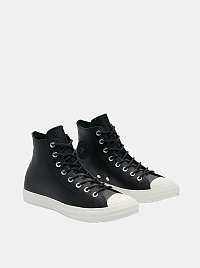 Čierne kožené členkové tenisky Converse