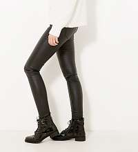 Čierne koženkové skinny fit nohavice CAMAIEU